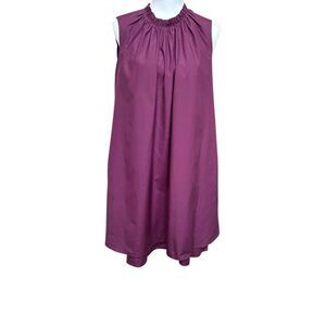 Ted Baker London Sleeveless Plum Shift Dress Ruffle Neck A-Line Size medium